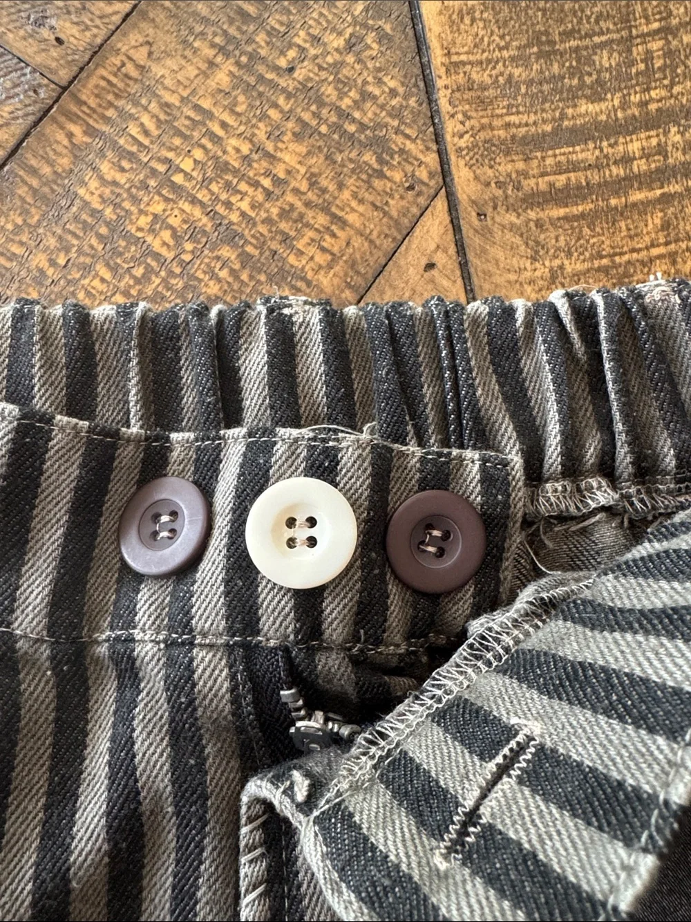 NWT Blue Velvet Striped Patchwork Pants in Black and Gray - Picture 6 of 14